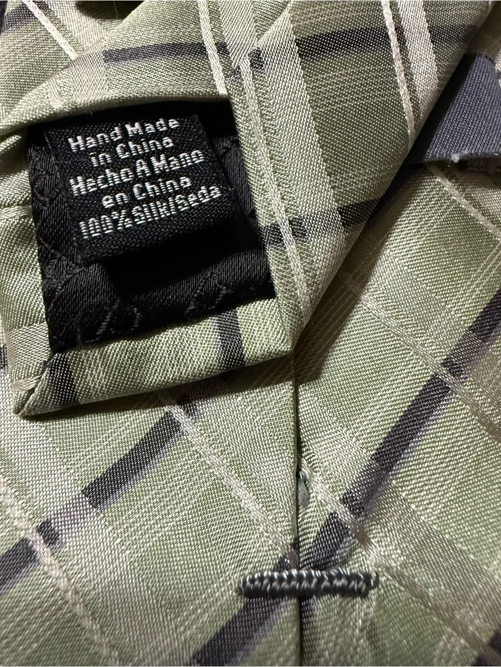 Perry Ellis Light Green Plaid Silk Tie